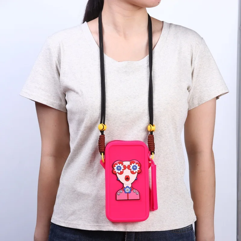 Portable Silicone Mobile Phone Bag Multifunction Waterproof Phone Crossbody Bag Large Capacity Makeup Pouch Girl Gift P1