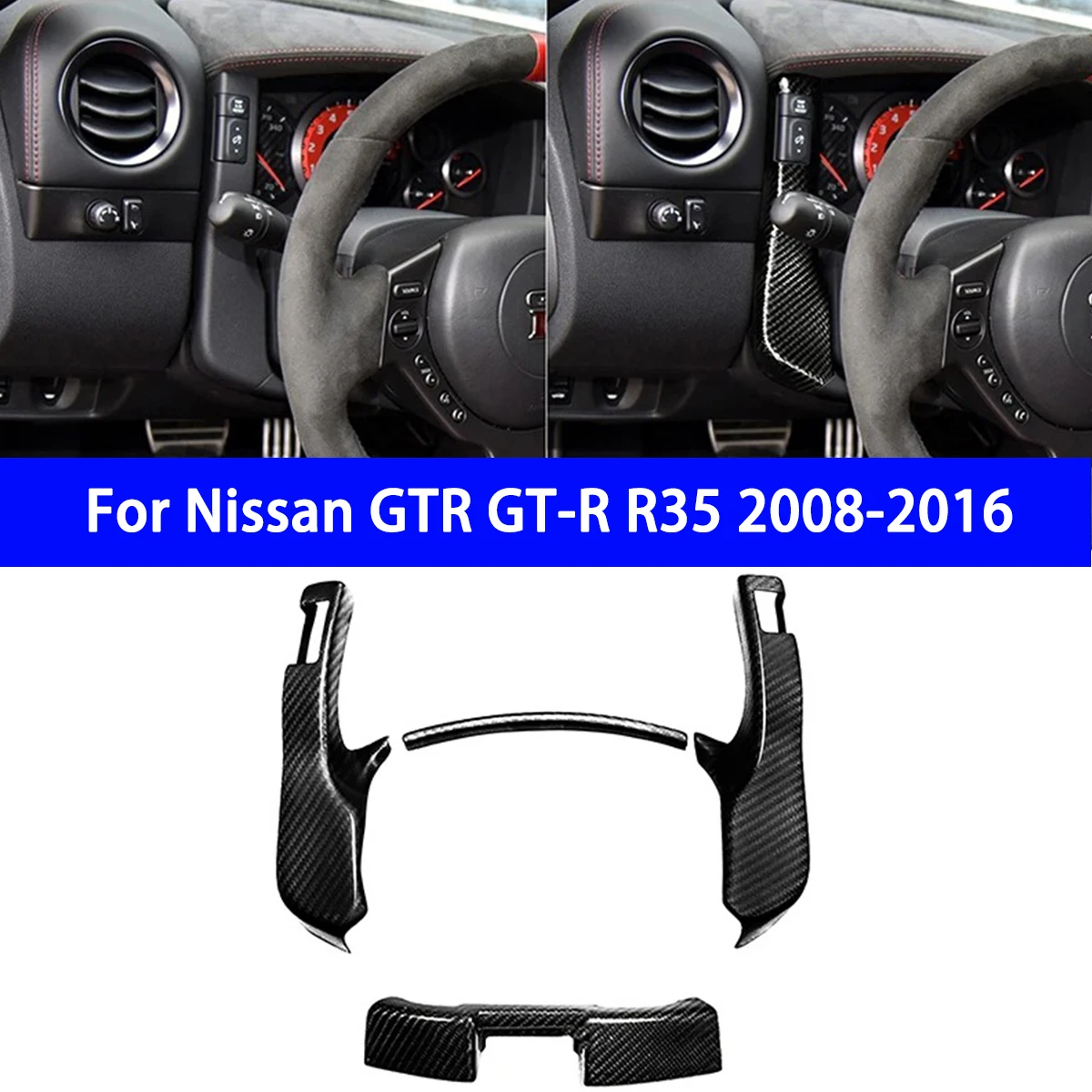 

For Nissan GTR GT-R R35 2008-2016 Car Accesorries Real Carbon Fiber Car Interior Decoration Sticker Instrument Frame Decoration