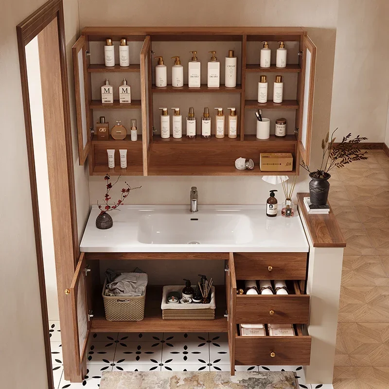 

Replica Drawers Bathroom Cabinet Rustic Mirror Vanity Bathroom Cabinet Modern Sink Aesthetic Nordic Gabinete Unique Furniture