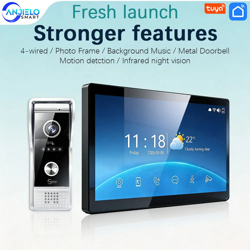 ANJIELO 7 inch 10 1080P Wifi Video Doorbell Intercom Tuya Smart Home Doorphone RFID Access Control System for Villa Apartment