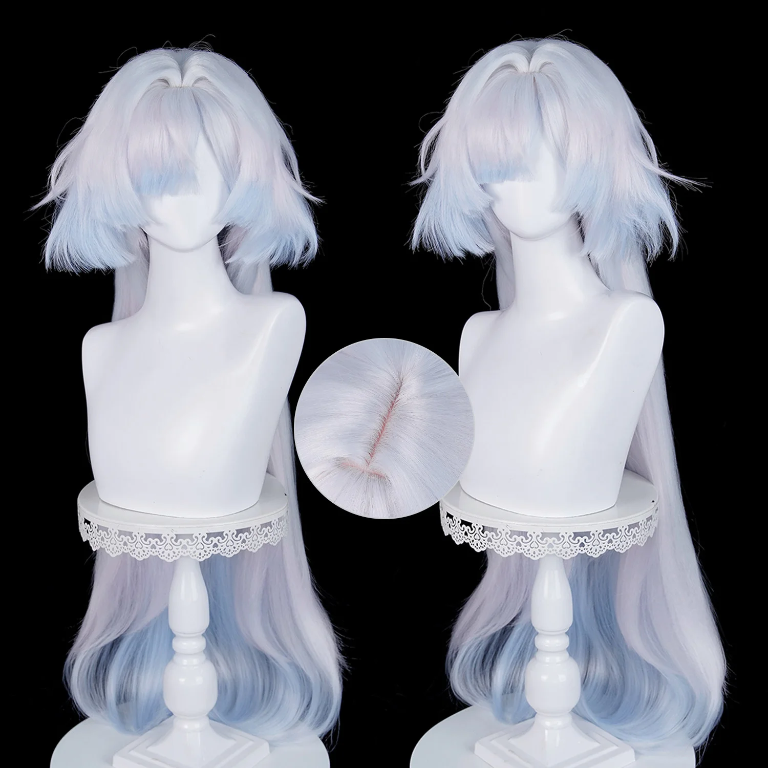 Game Wuthering Waves Mornye Cosplay Wig Short Shaggy Bangs Long Straight Gradient Cosplay Wig For Comicon Party Adult Women Men