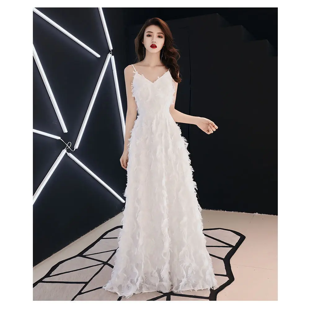 

Длинное белое вечернее платье Ele Daily для женщин, для выступлений, на день рождения, для создания атмосферы феи, юбка А-силуэта