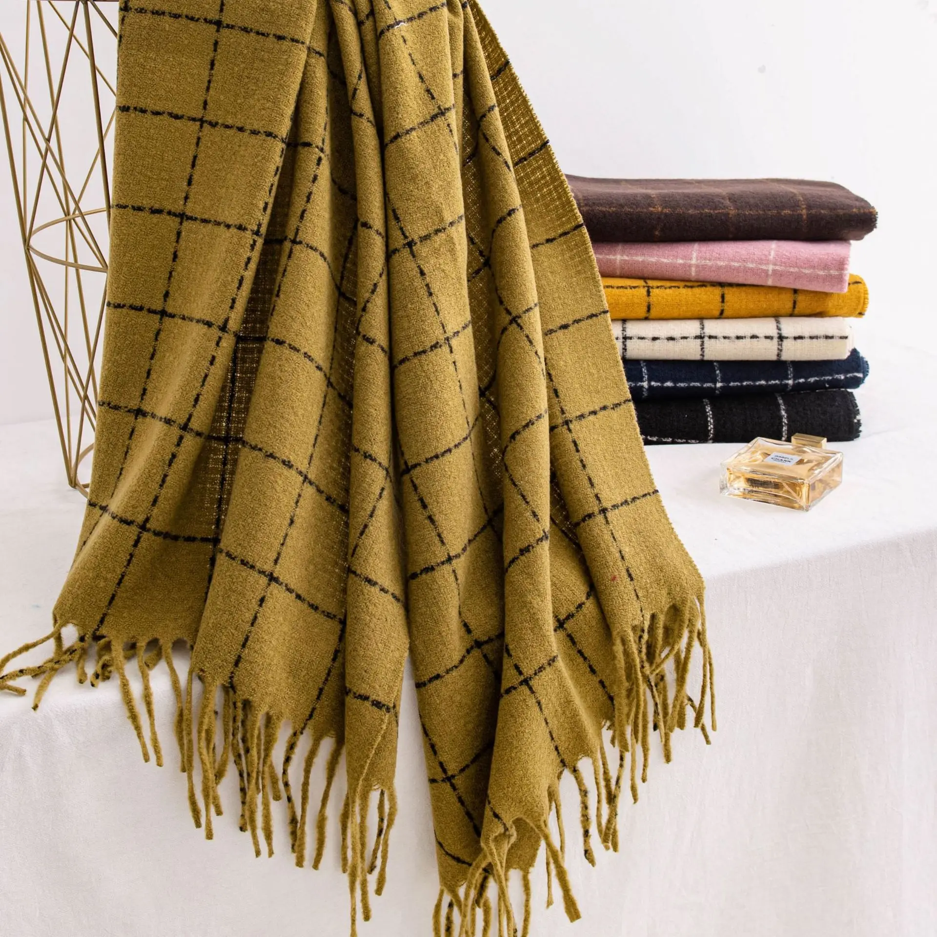 Atmosphere 2026 New Korean Versatile Striped Plaid Scarf Women's Winter Warm Couple Autumn and Winter Scarf Shawl