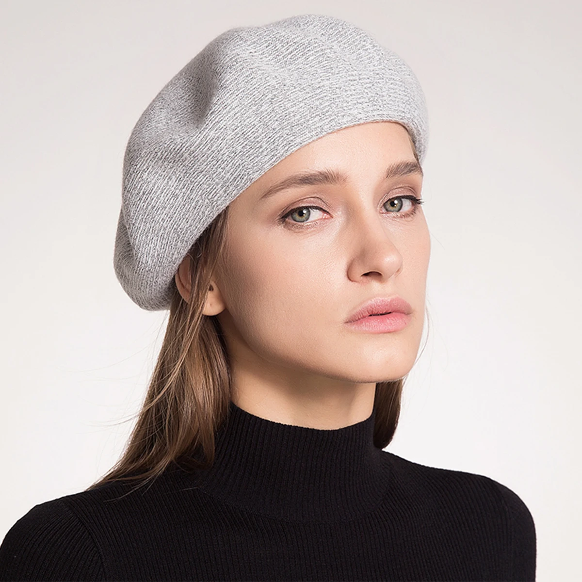 Solid Wool Cashmere Knitted Berets For Women Ladies Autumn Winter Elegant French Artist Hat Girls British Painter Hats Beanie Be