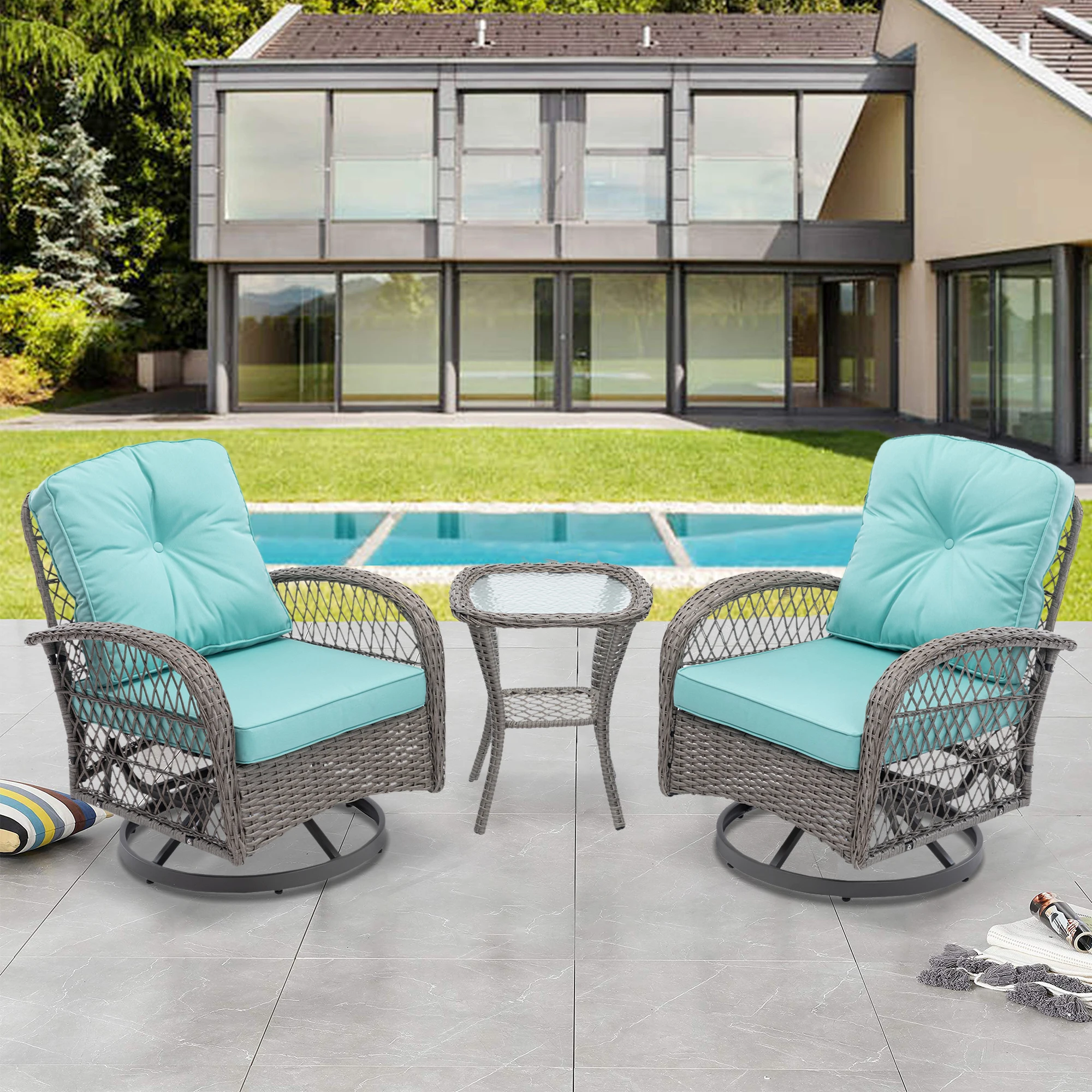 

Patio Furniture Set 3pcs Outdoor Furniture Modern Wicker set