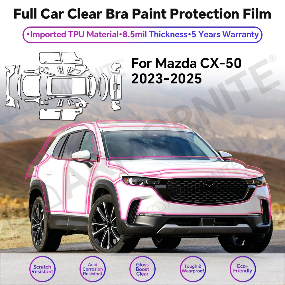 9Mil Pre-Cut Paint Protection Film For Mazda CX-50 2023-2025 PPF TPU Car Film Invisible Anti-scratch Resistant Vinyl Wrap Film