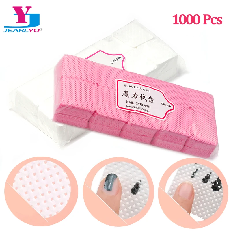 1000 Pcs Wholesale Lint-Free Nail Wipes For Cleanser Gel Remover Pink/White Magic Degreaser Wrap Papers Makeup Tools Accessories