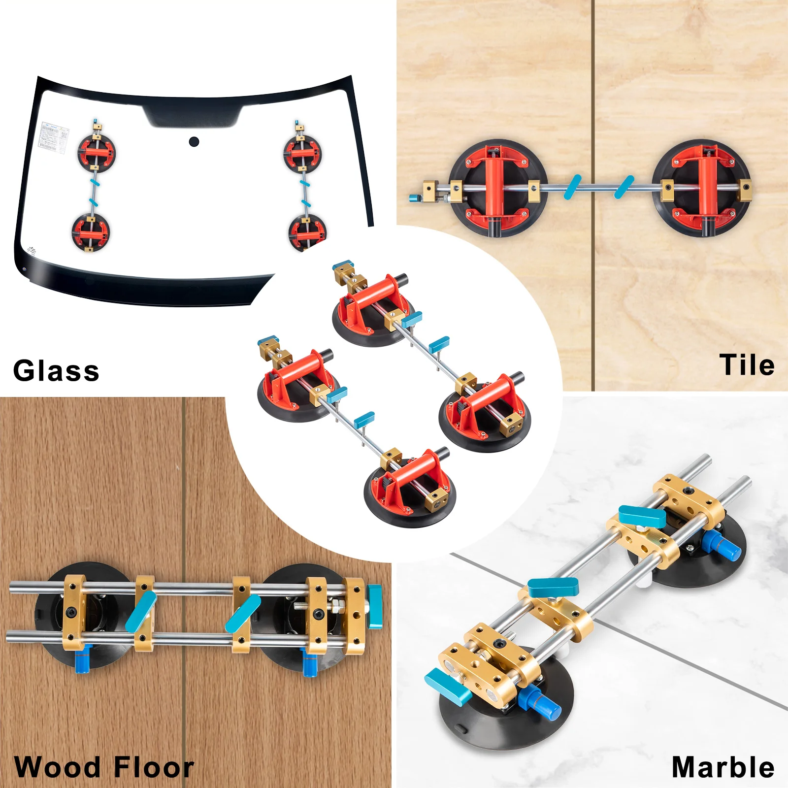 VEVOR Stone Seam Setter 2 Pcs 8" Leveling Joining Stone Ratcheting Seam Setter Tool Reliable Suction Cups Adjustable Knob Design