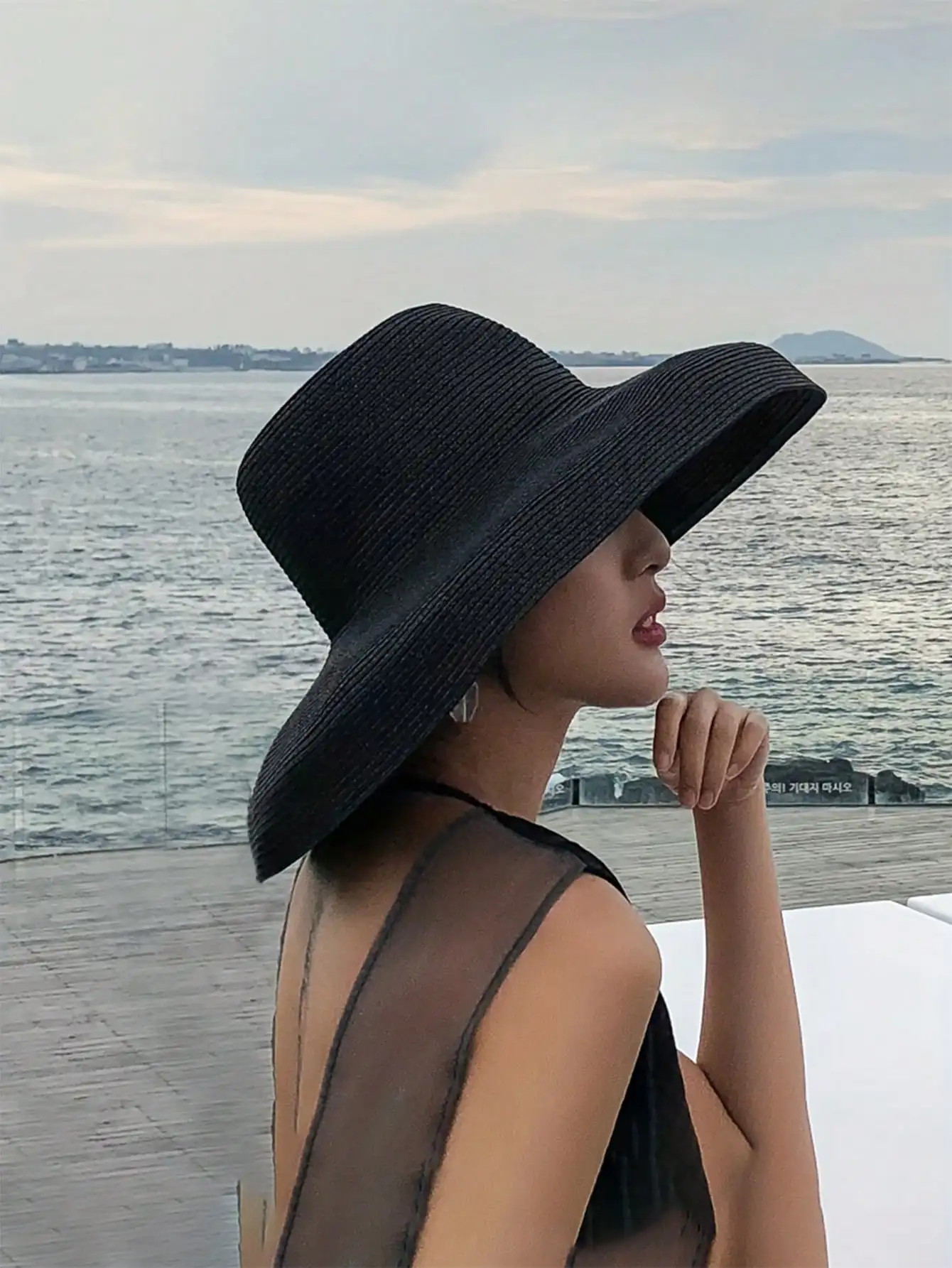

1pc Women Summer Large Brim Vacation Beach Straw Hat UV Protection Sun Hat