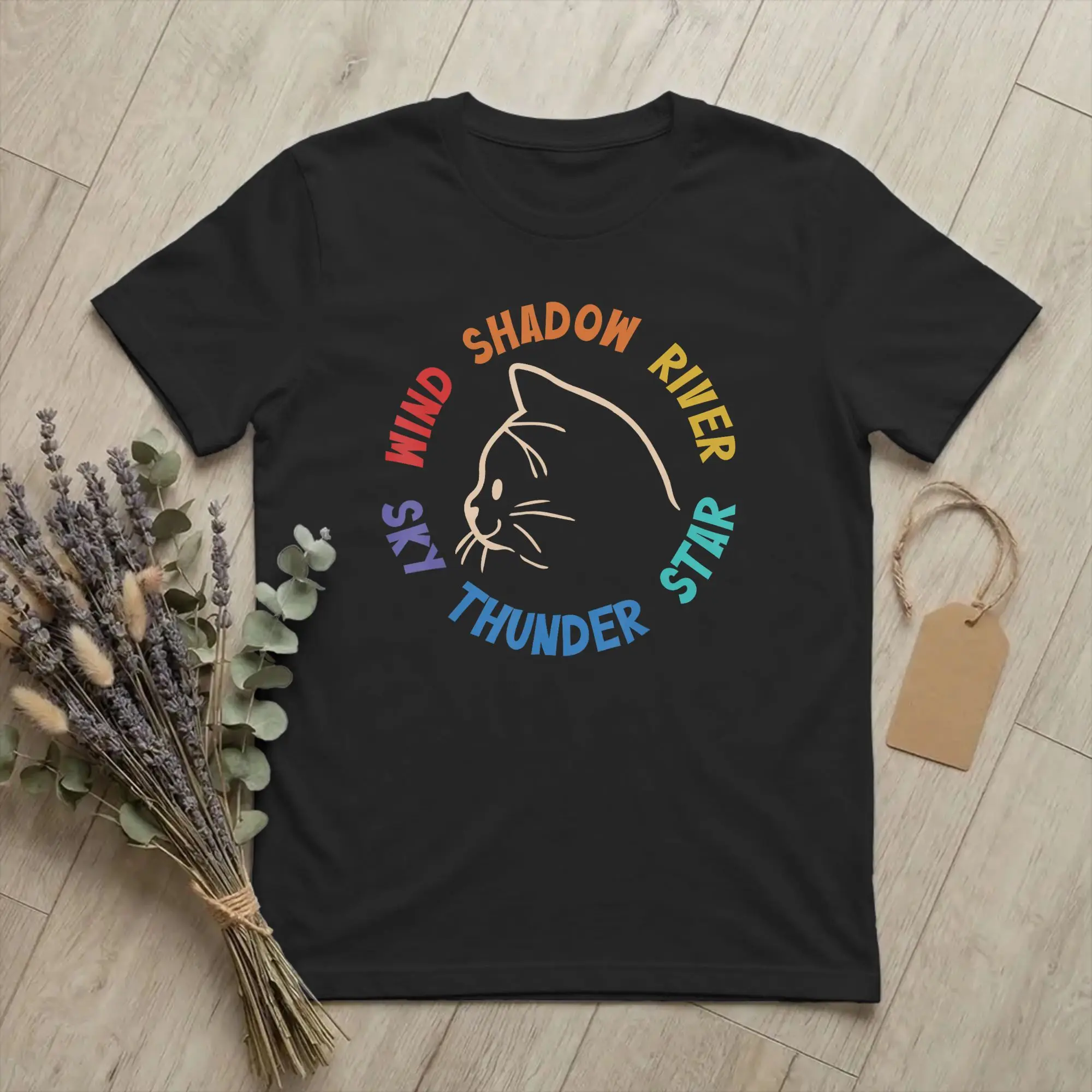 Wind Shadow River Star Thunder Sky Cat T-Shirt Men FireStar Crazy 100% Cotton Tee Round Collar Short Sleeve T Shirts merchandise