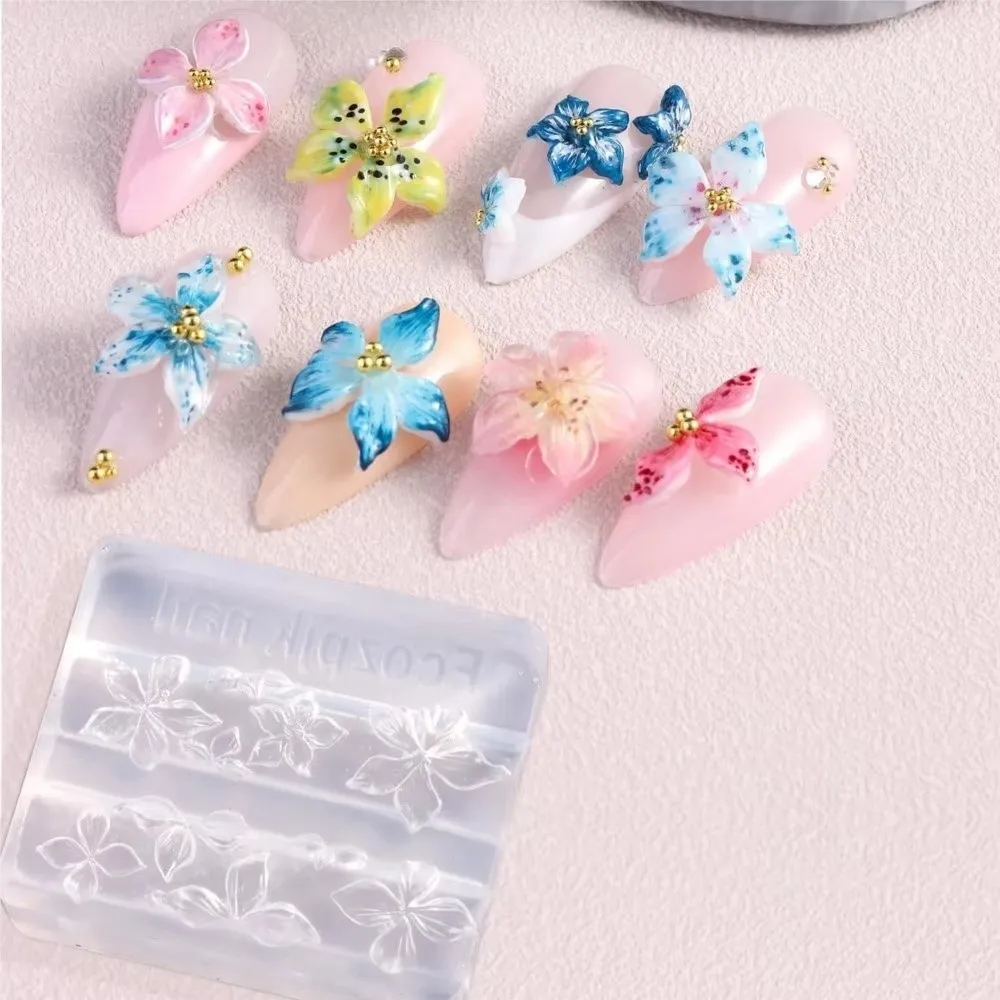 Profissional 3 pçs/set 3d molde de unhas escultura modelo resina uv havaí hibisco flores molde diy unhas moldes de resina