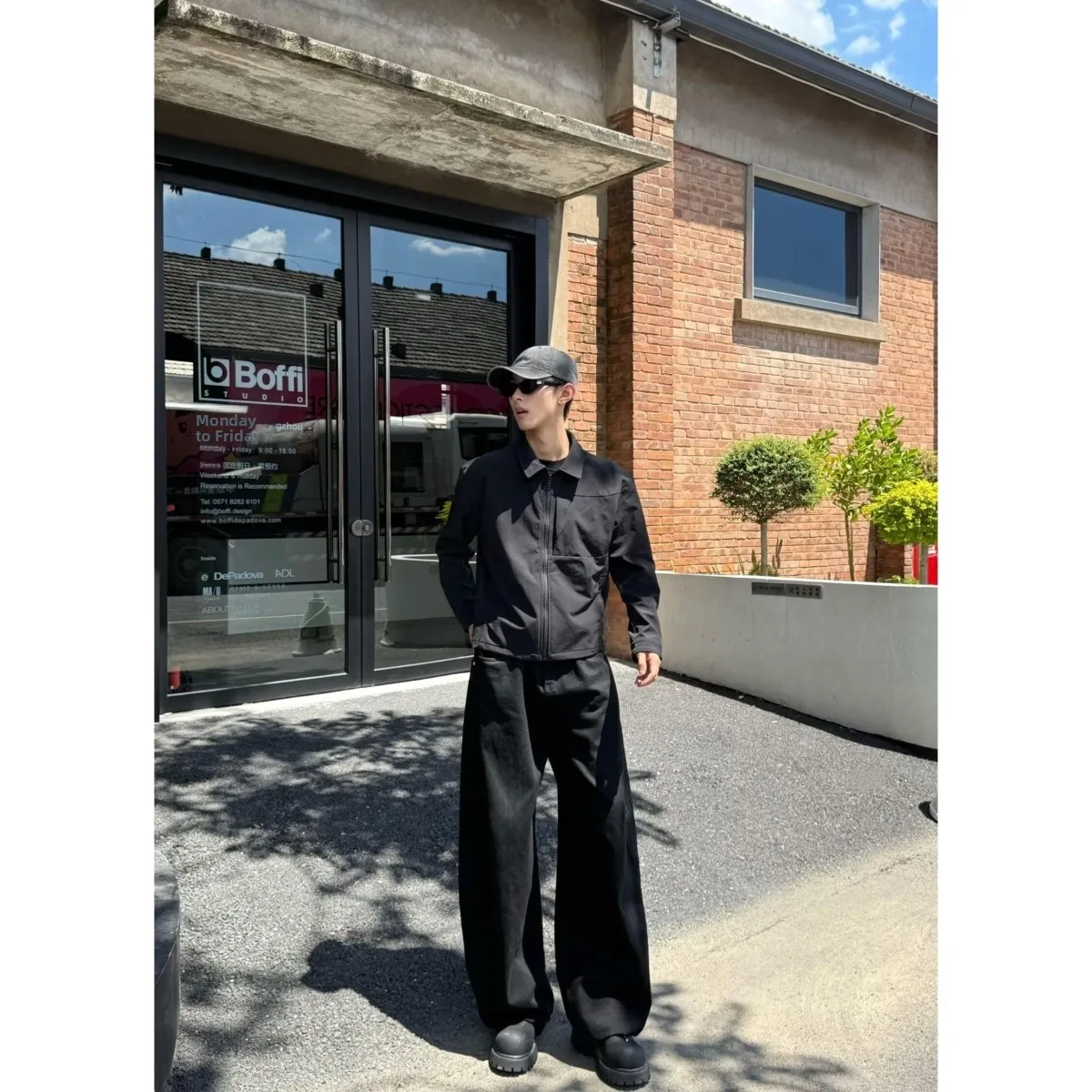 

American Sle Light Blue Tee-Proof Men's Jaet Early Autumn Thin oulder Hard Man CleanFit Workwear Adstrative Jaet