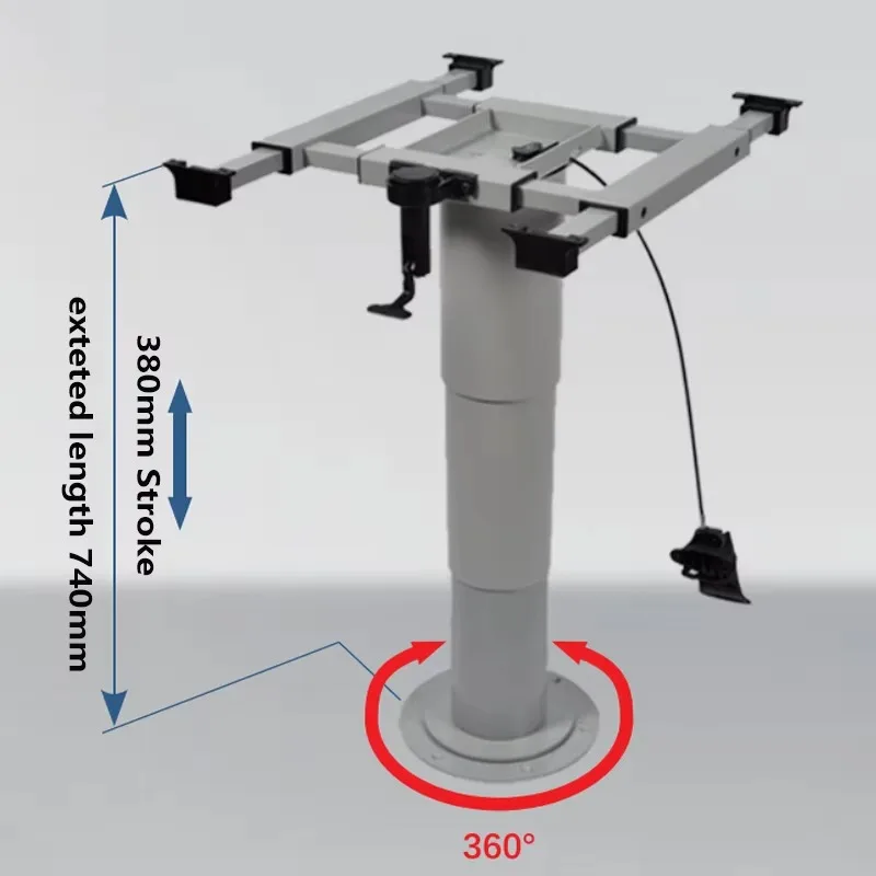 Aluminum Alloy RV Pneumatic Lifting Table Leg with 360 Degree Rotating up & Down Desk Leg for Motorhome Caravan Camper Van