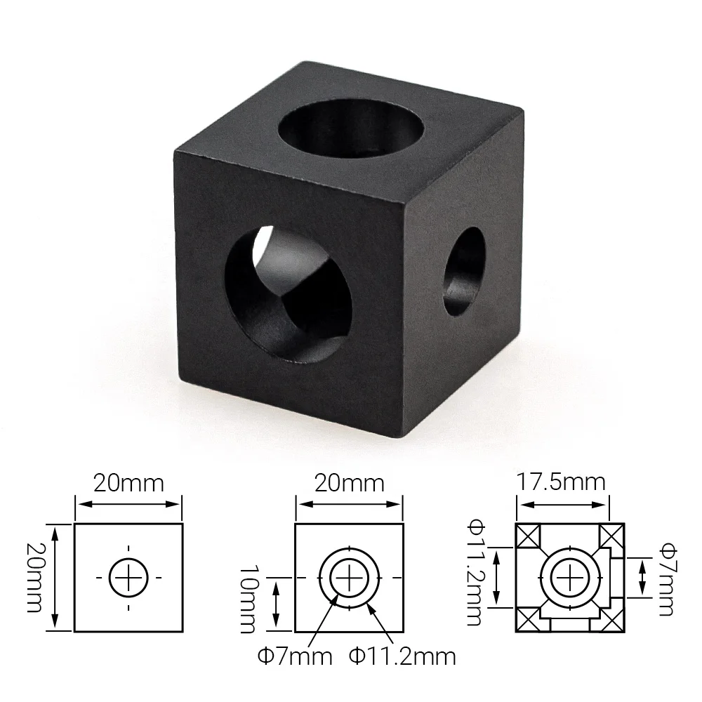 3D High Quality 2020 Aluminum Three Way Cube Connector Joint V-Slot T-Slot Connector 90 Degree Angle Corner Bracket