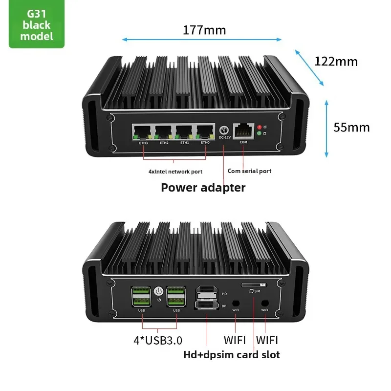 12th generation 8505 multi-core Core i7-1265U mini I5-1245U small host soft routing 2.5G network card i3i5 industrial computer