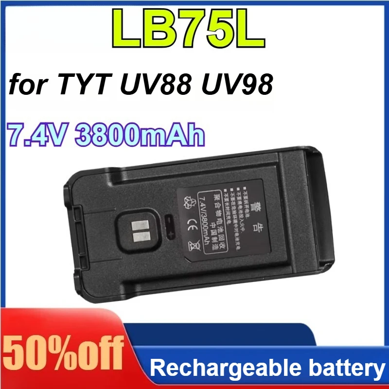 

LB75L 7.4V 3800mAh for TYT Thicken DC for UV88 UV98 Ham Radio Rechargeable Accessory Replacement Li-ion Battery Pack