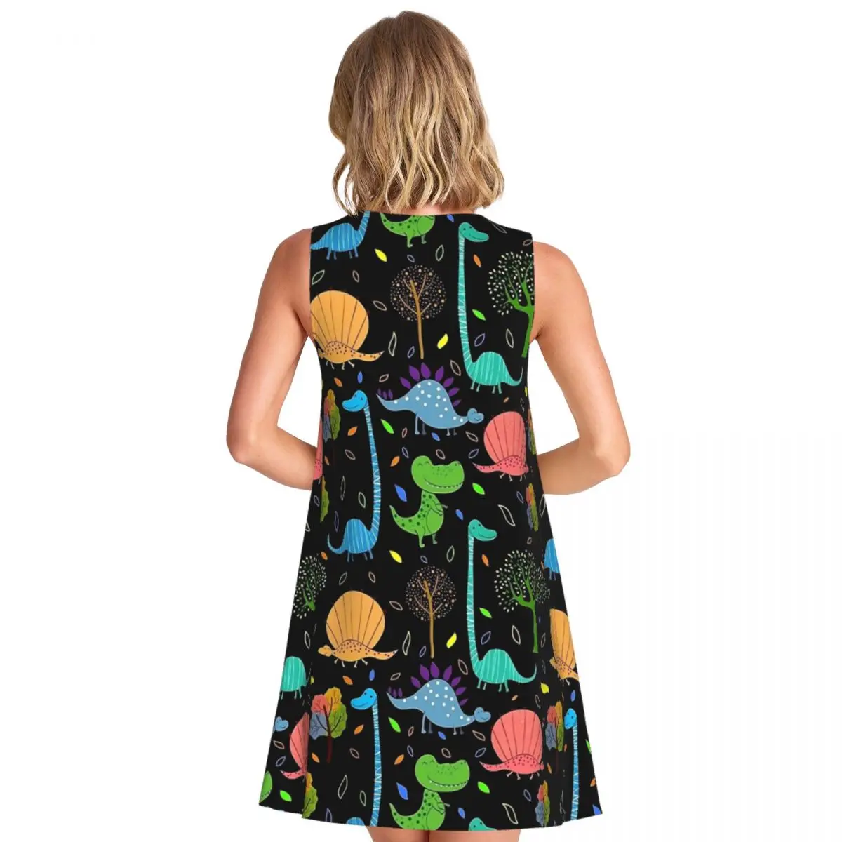 Cute Dinosaurs Tank Dress Animal Print Elegant Dresses Ladies Date Simple Graphic Oversize Tank Dress