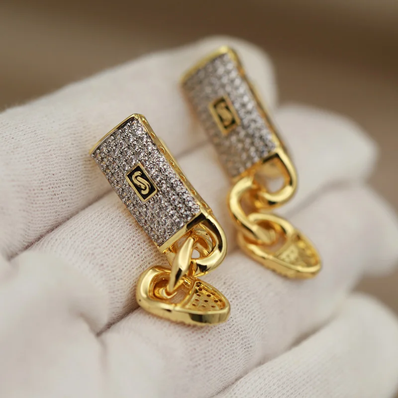 جديد البصر تصميم كلاسيكي زركونيا شرابة وأقراط للنساء أزياء العلامة التجارية مجوهرات أقراط كريستال كاملة