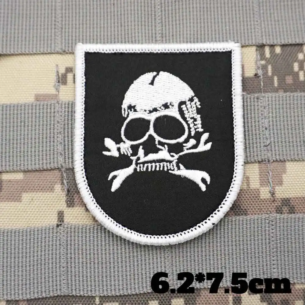 Death Skull Cross Bones Military Tactical Embroidered Patches  Armband Backpack Badge with Hook Backing for Clothing