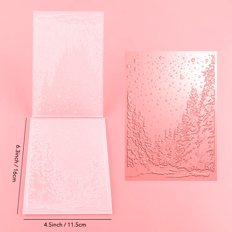 3d Relief Folder Snow Forest Clearing, Used For Handmade Letter Background Greeting Card Scrapbook 2023-2024 New Models