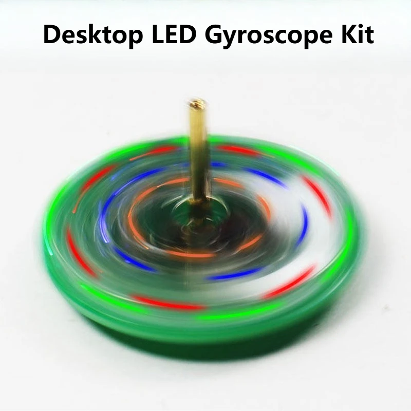 LED Gyroscope Kit, DIY Mini Project, Desktop Rotating Colorful Light Electronic Making Loose Parts