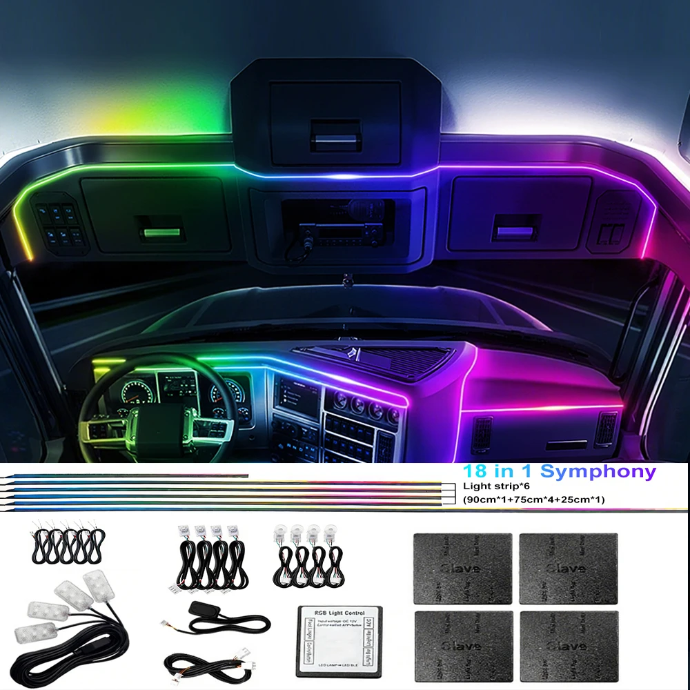 

10/14/18 in 1 Led Ambient Light Car Acrylic Car Ambient Light RGB 64 213 Color Symphony Acrylic APP Streamer Atmosphere Lamp Kit
