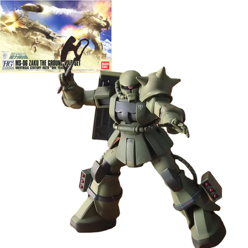 

Bandai Original Gundam Model HGUC 1/144 MS-06 Zaku The Ground War Set Gunpla Action Anime Figure Mobile Suit Gift For Children