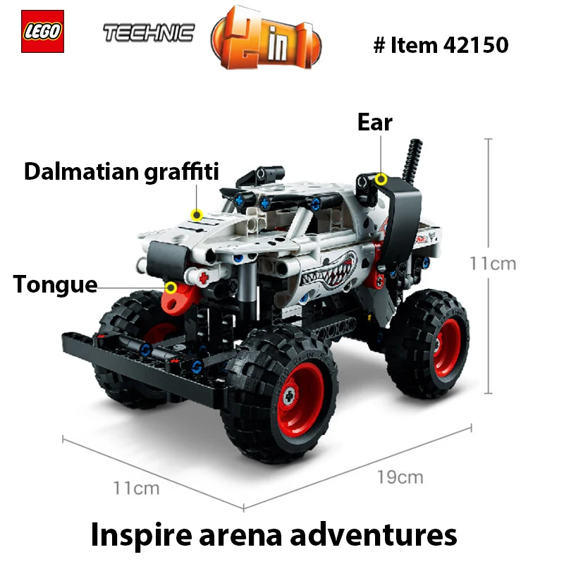 LEGO-Monster Truck Toys pour enfants, Monster Jam Monster, Mutt Daltravaillait an, 2 en 1, Cottage House, DIY importer Toys, Technic 42150, 244 PCs