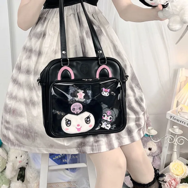 Black Ita Bag Cute Backpack Girls Clear Front Pocket Transparent Handbag Women Lolita  Itabag Bagpack Sweet Ita Shoulder Bag