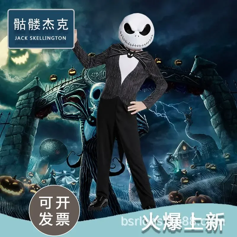 Nightmare Before Christmas Jack Skellington Halloween Jack Skellington Cosplay Costume for Kid Boy Carnival Children Clothing