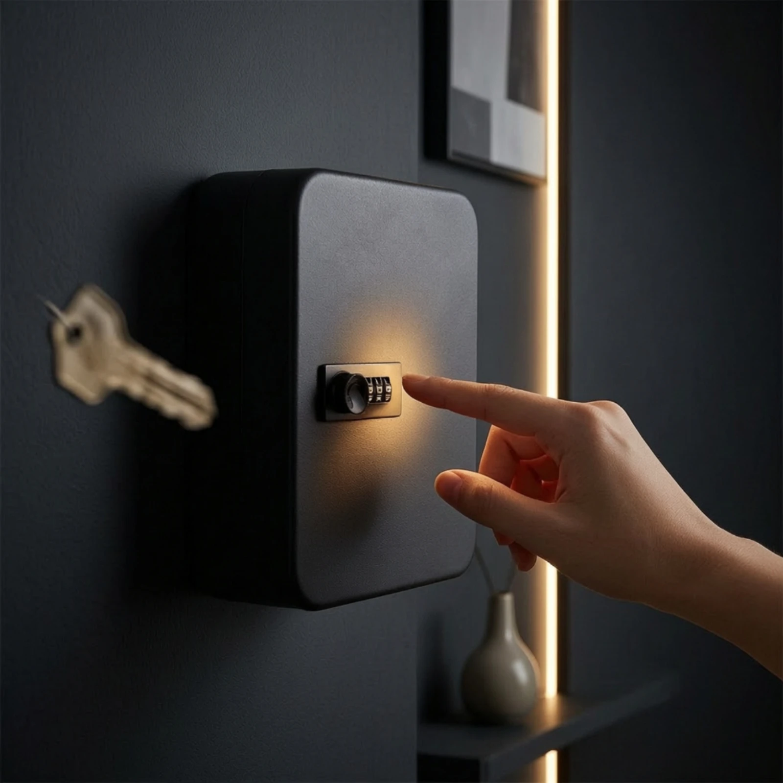Wall-Mounted Key Cabinet 3-Digit Key Cabinet with Combination Lock Organizer Metal Compact for Homeowners, Entryway, Office