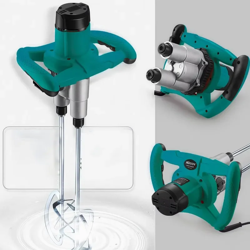 2600W High Power Dual Head Electric Mixer Machine, 220V, 6 Speeds for Concrete, Cement, Putty Powder, Paint Mixing