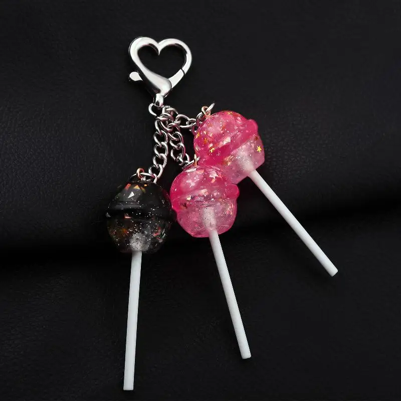 1 قطعة شفافة الراتنج كيس الحلوى قلادة محاكاة مصاصة المفاتيح السيدات اكسسوارات هلام اللون حلوى صغيرة حلقة رئيسية هدية
