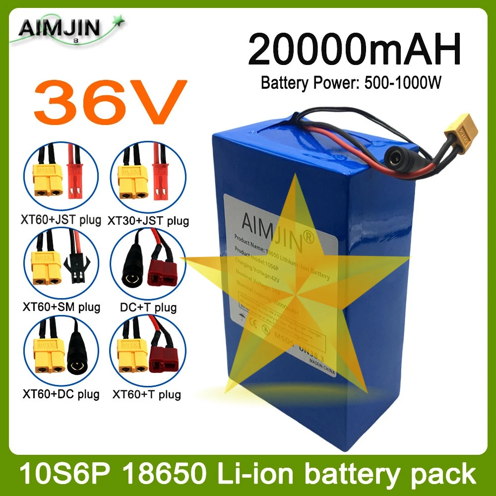 

Original battery 20AH 36V 10S6P brand new 500-1000W li-ion battery, For most vehicles, supports customization of different plugs