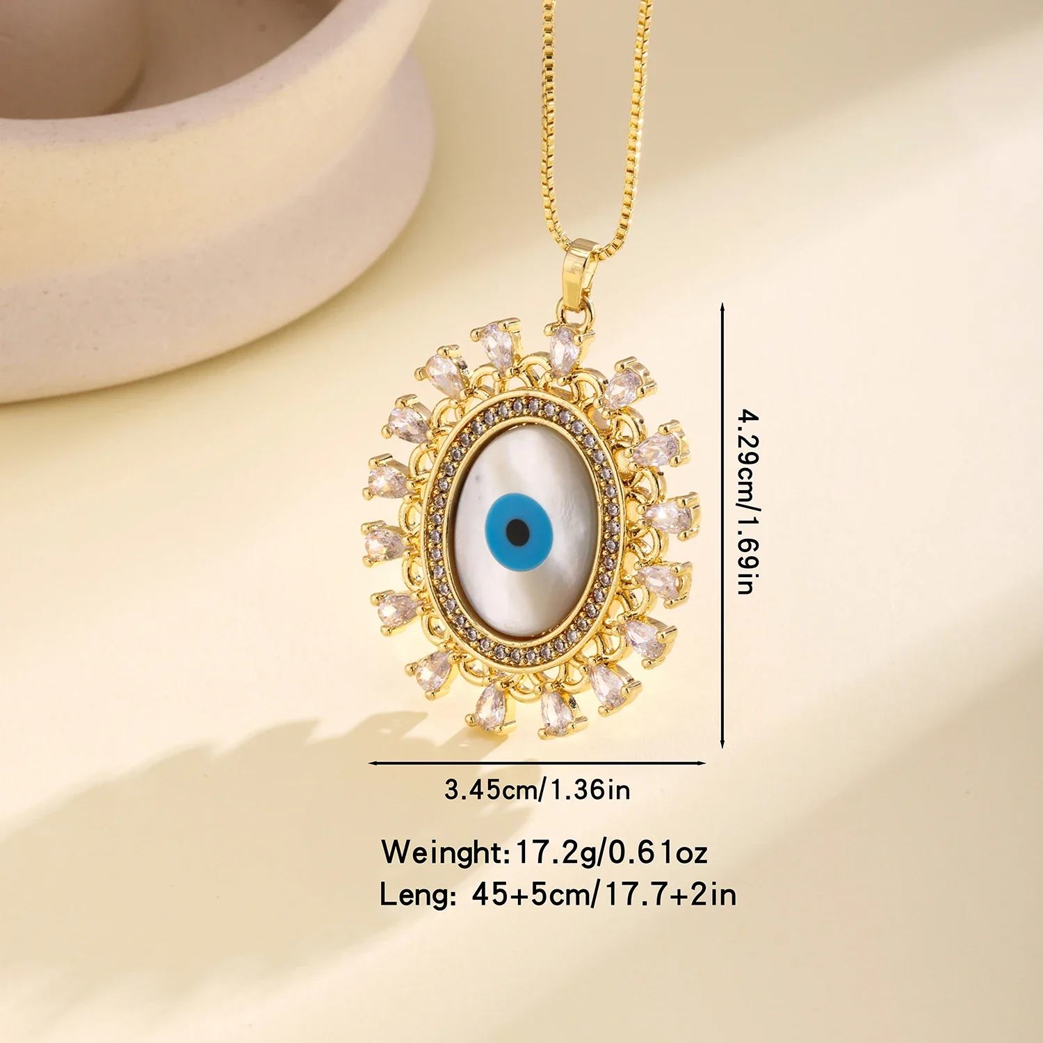 Nidin Turkish Evil Eye Pendant Necklace For Women Vintage Sunflower Shape Micro Pave Zircon Clavicle Chain Lucky Amulet Jewelry