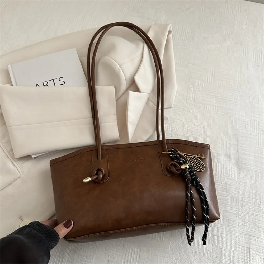 Y2K Trend Large Capacity Work Shoulder Bag Solid Color Simple Crossbody Bag PU Leather Tote Bag Women Female