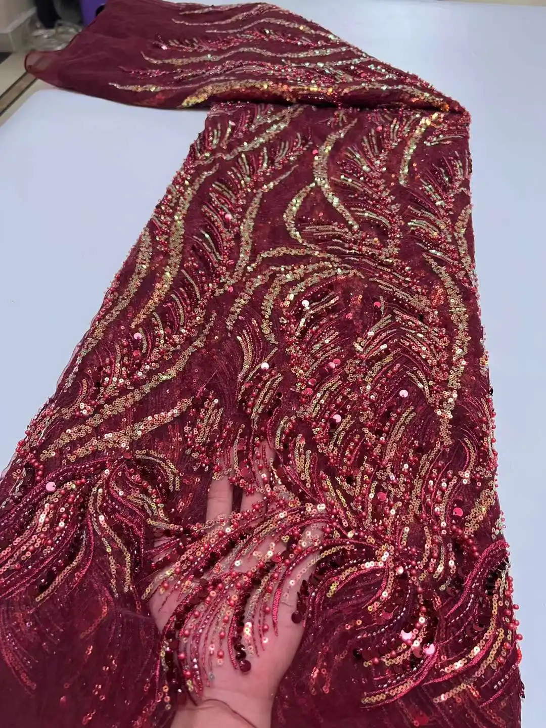 New Arrival Popular Embroidered French African Sequins Lace Fabric 10H-9802 For Women Party or Wedding Show Dress