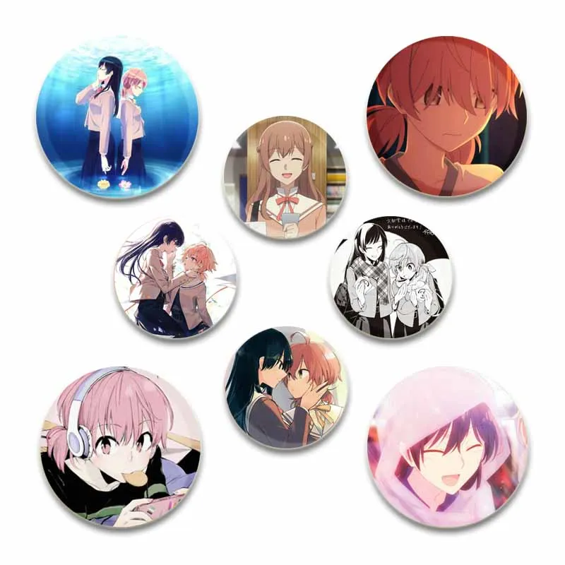 

32/44/58mm Anime Bloom Into You Simple Button Pin Snap in Design Brooch Daily Stylish Ornament Badge Gifts for Friends