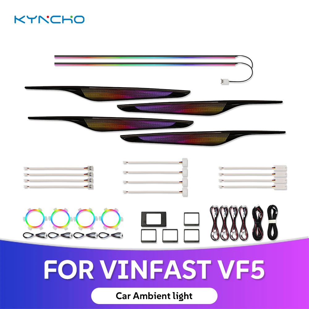 

Для VINFAST VF5 специальный интеллектуальный интерьер автомобиля окружающее освещение неоновый светодиодный автомобильный светильник аксессуары симфоническое неоновое освещение