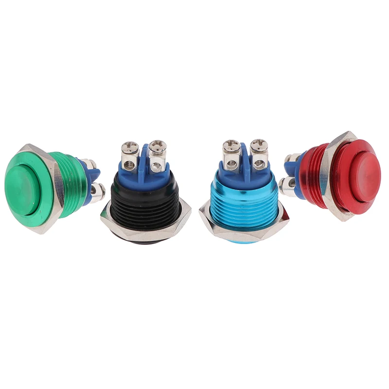 1 Pcs Round Shape 16mm IP67 Metal Push Button Switch Waterproof Self-reset Momentary Locking Latching NO High / Flat / Momentary