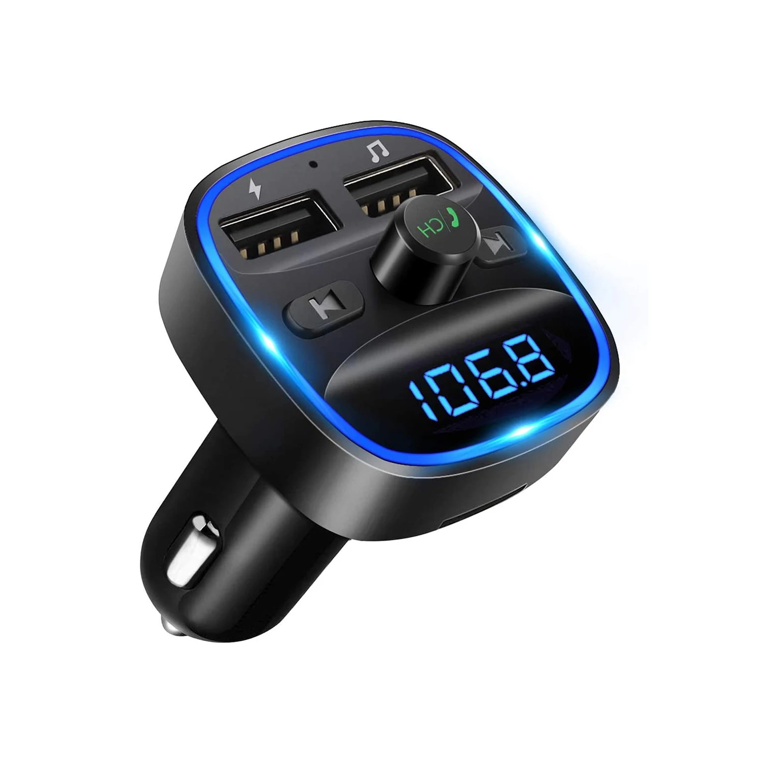 FM Transmitter, 2022 Upgraded Bluetooth FM Transmitter Wireless Radio Adapter Car Kit with Dual USB Charging Car Charger MP3 Pla