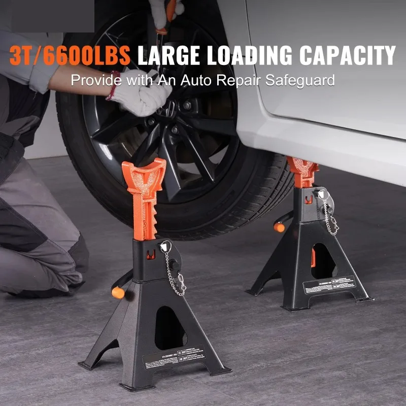 Jack Stands, 3 Ton (6000 Lbs) Car Jack Stands Double Locking, 10.8-16.3 Inch Adjustable Height, for Lifting SUV, Truck,Car