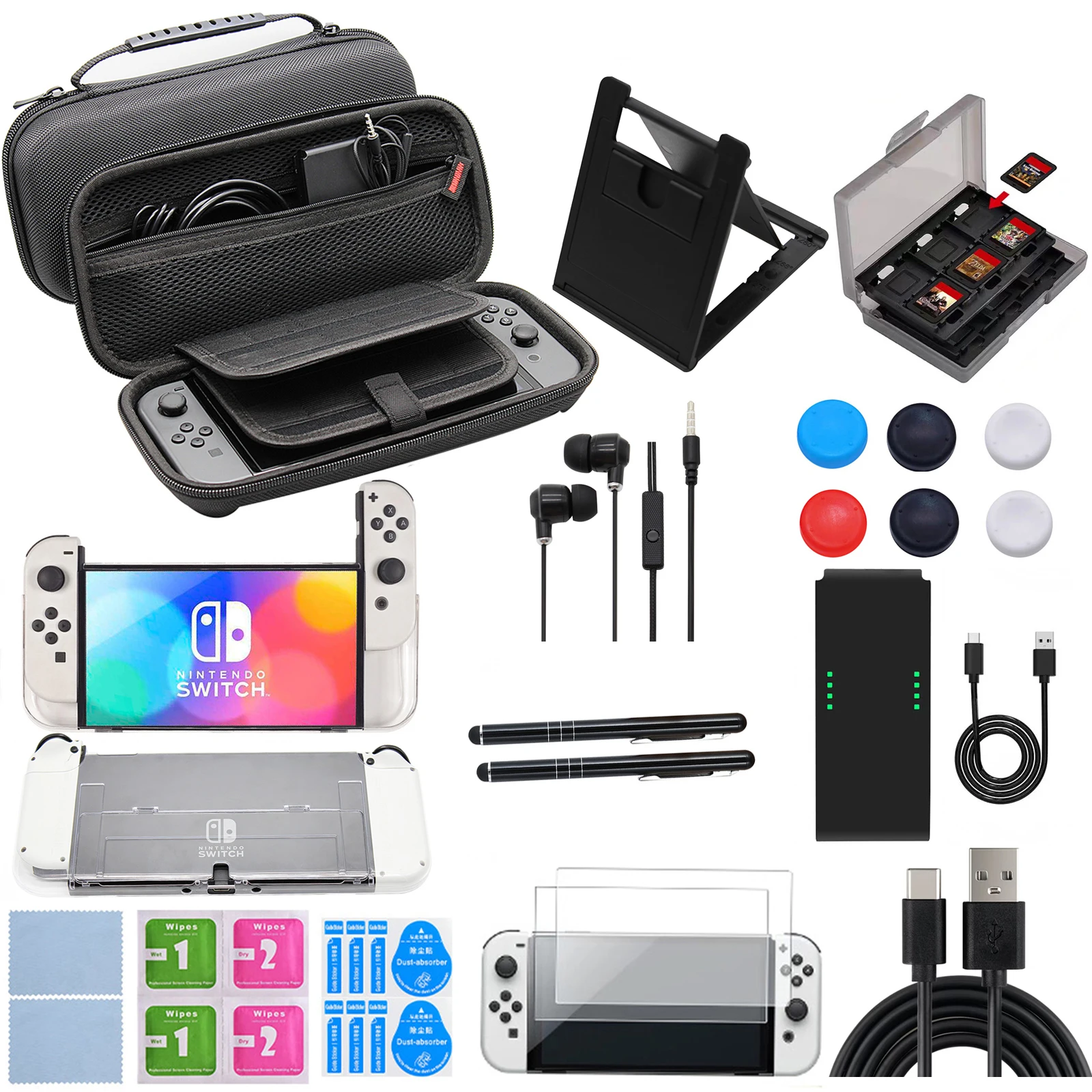 

Travel Carrying Bag Case for Switch OLED Model 18 in 1 Accessories Kit for Nintendo Switch OLED Model with Protective Case