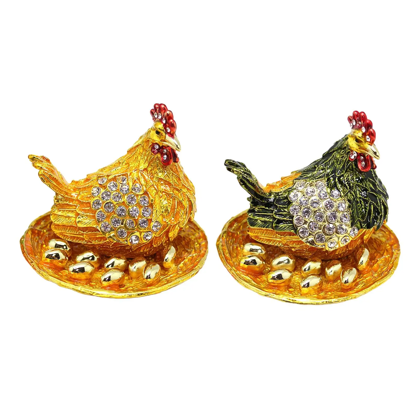 

Hen Hatching Eggs Jewelry Box Treasure Box Rings Earrings Organizer Enameled Metal Trinket Box Jewelry Organizer for Dresser