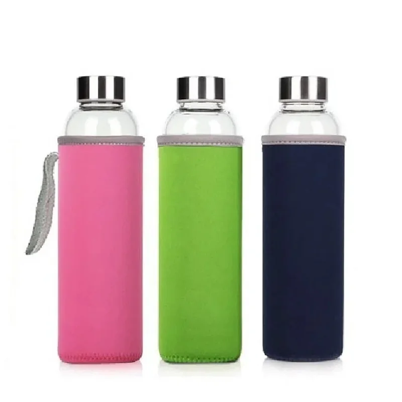 Car glass bottle transparent water cup with cover creative portable leak proof simple fresh outdoor tea my plastic water bottles