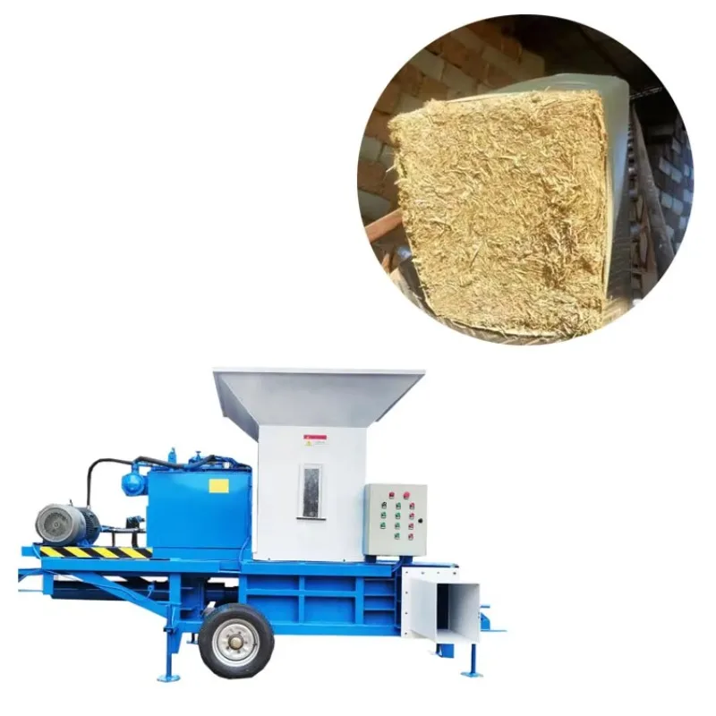 Automatic Farm Hay Grass Feed Straw Alfalfa Square Horizontal Baling Packing And Pressing Machine For Rice Husk