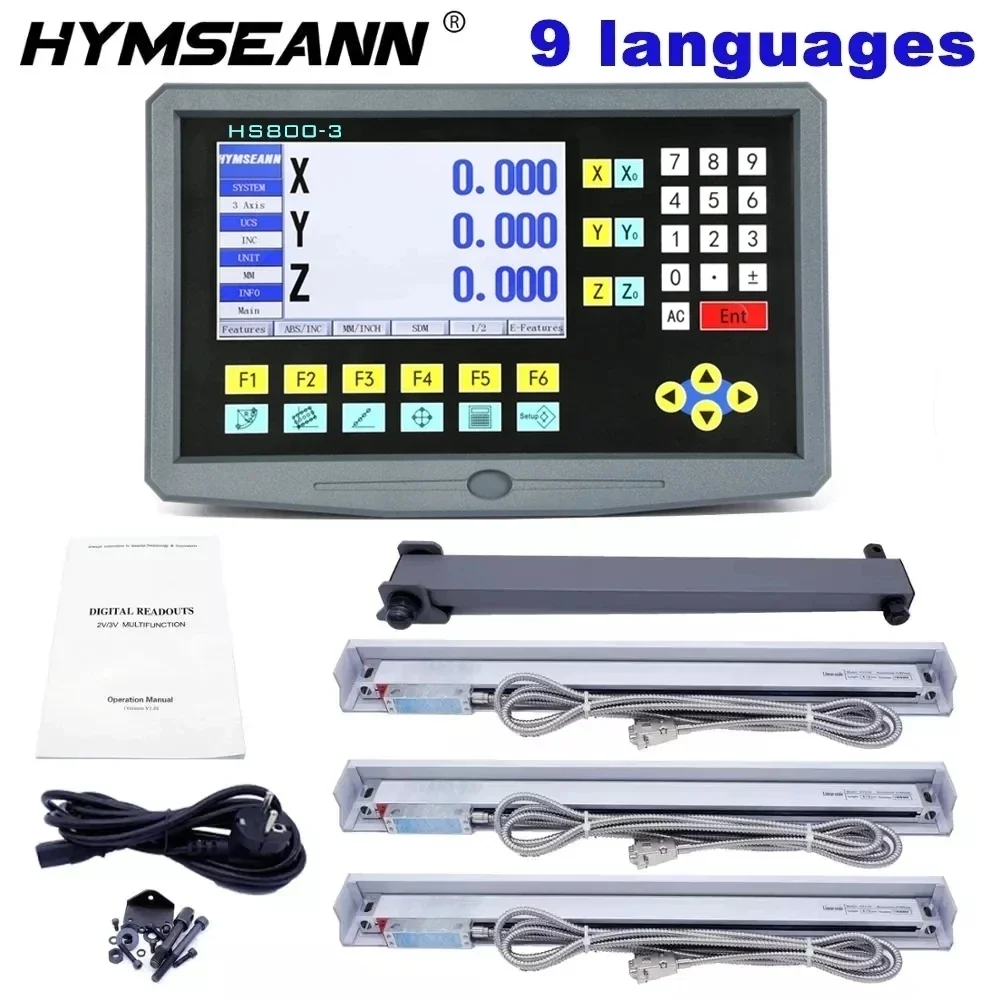 Conjunto Completo de Eixos Lcd Digital Readout Dro com Peças 01000 mm Sensor de Codificador de Escala Linear de Vidro para Yh8003s de Torno de Moagem