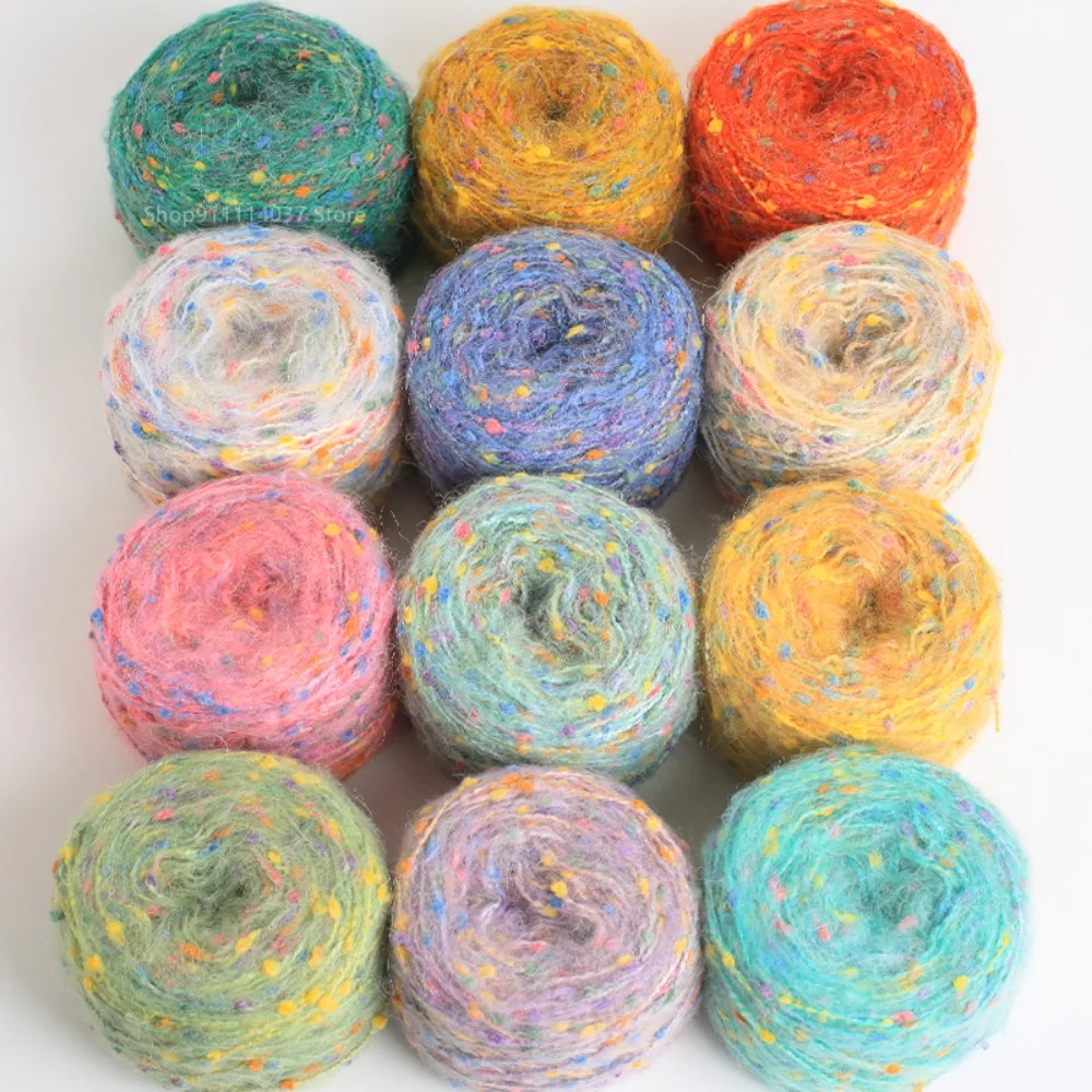 50g/Ball Rainbow Color Dot Mohair Yarn Soft and Comfortable Hand-woven DIY Scarf Shawl Coat Knitting Crochet Mixed Thread