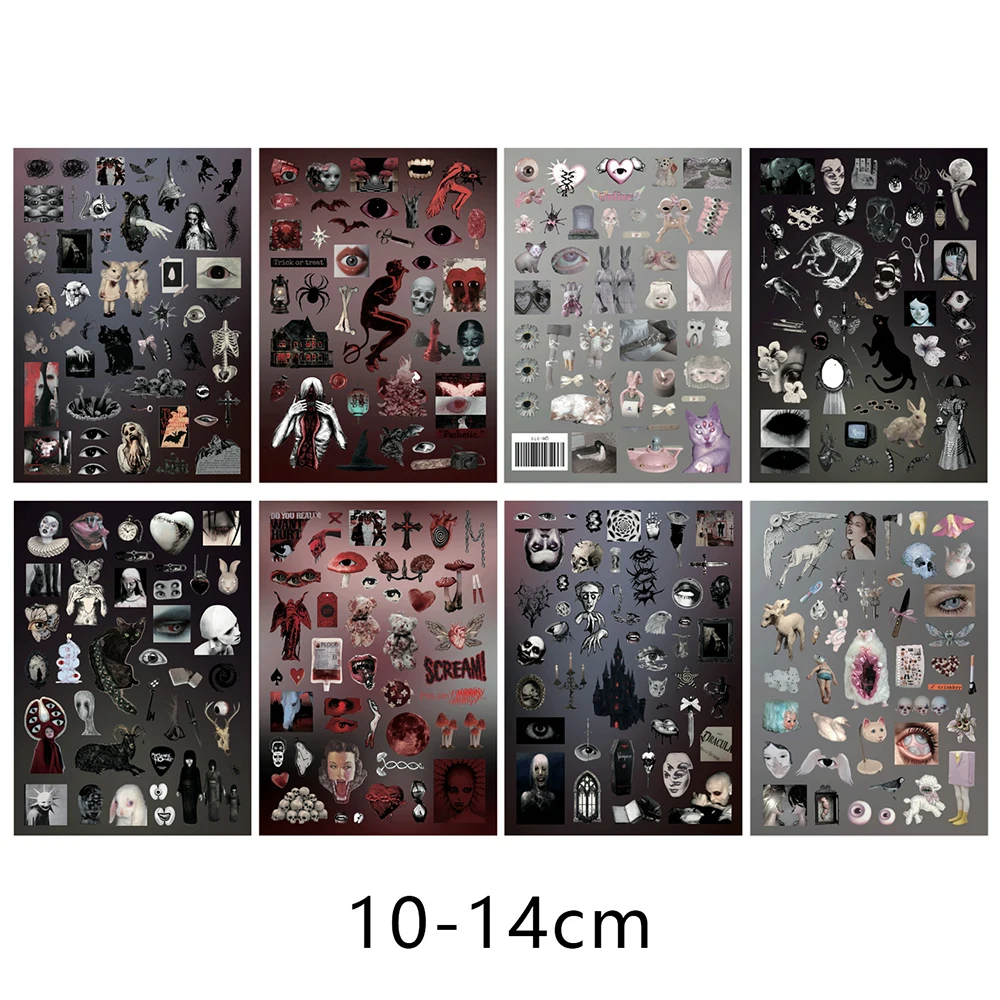16 Blatt Subkulturelle Gothic-Horror-Graffiti-Aufkleber Halloween DIY-Spielzeug für Telefon, Reisetasche, Ästhetische Aufkleber, Kreative Geschenke – Detail 6