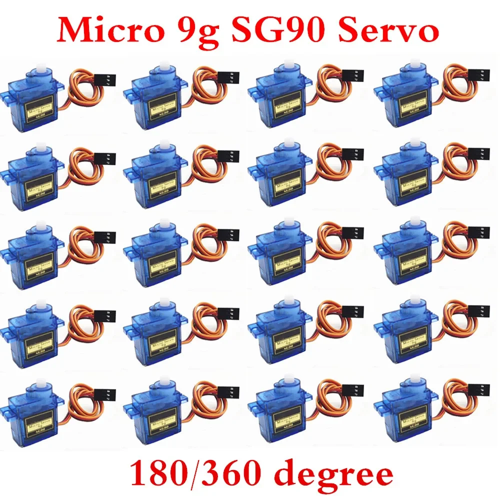 Image of 2–20 Stück SG90 9G Micro Servo Motorsteuerung für RC Auto Roboterarm Servomotor Spielzeug Flugzeug Hubschrauber 180 ° /360 ° Ohne Metallgetriebe
